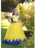 Yellow Tulle Lace Keyhole Back Flower Girl Dress